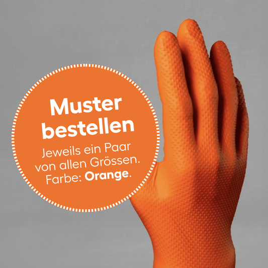 MUSTER Nitril Handschuhe Orange Extra Grip, (S, M, L, XL)