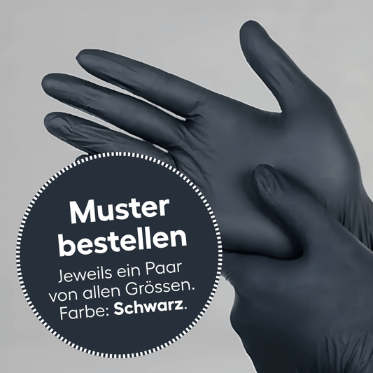 MUSTER Nitril Handschuhe Schwarz, (S, M, L, XL)
